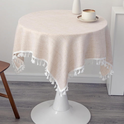 Linen Small Square Tablecloth 36 x 36 Inch Beige Washable Wrinkle Resistant