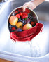 Clip On Kitchen Food Strainer for Spaghetti, Meat, Pasta, & Ground Beef Grease - Includes Silicone Drainer, Brush &