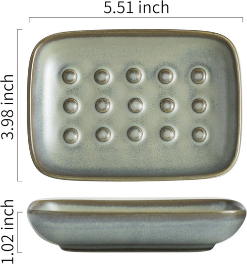 Miamolo Ceramic Soap Dish for Shower, Non-Slip Bar Soap Saver Tray Bar for Bathroom Kitchen Sink Bathtub, Easy