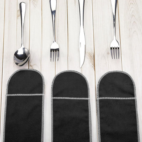 Weewooday 18 Pieces Silver Storage Bags, Flatware Storage Box, Black Velvet Cloth Organizers for Kitchen Utensils