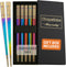 Reusable Chopsticks, Extra Long 9", 5 Pairs per Pack, Food-Safe Stainless Steel, Holographic Design