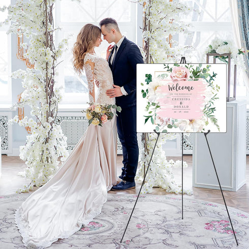 uxcell 66" Metal Floor Easel Stand for Wedding Sign, Adjustable Tripod Easel for Painting Canvas, Display Show, Arts,