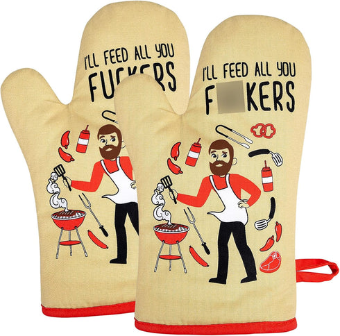 Miracu Funny Oven Mitts, Unique Cooking Gifts for Chefs, BBQ Oven Mitt for Men, Housewarming, Grilling Gifts