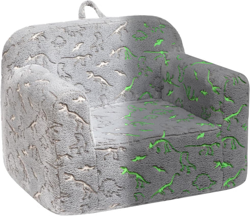 ALIMORDEN Kids Ultra-Soft Snuggle Foam Filled Chair, Glow-in-The-Dark Dinosaurs Fossil Pattern Toddler