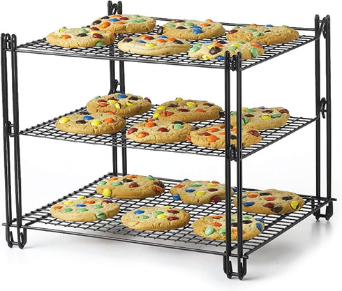 Nifty 3-Tier Cooling Rack – Collapsible Kitchen Countertop Organizer, Non-Stick Coating, Dishwasher Safe for Baking