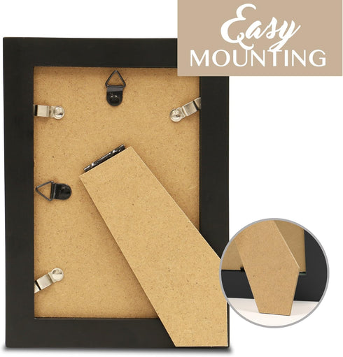 Klikel 4x5 Picture Frame - Black Wooden Photo Frame with Glass Protection, Ready for Display