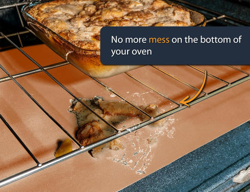 Copper Oven Liners for Bottom of Oven - 2 Pack Large Heavy Duty Mats, 17”x25” Non-Stick Reusable Liner for Electric, Gas, Toaster Ovens Grills - BPA & PFOA Free Kitchen Accessory to Keep Oven Clean