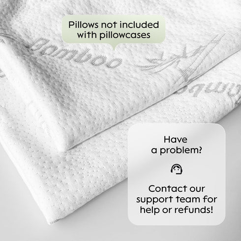 2 Pack Queen Waterproof Pillow Protectors, 20x30 Viscose Made from Bamboo, Zippered Case, Ultra Plush White