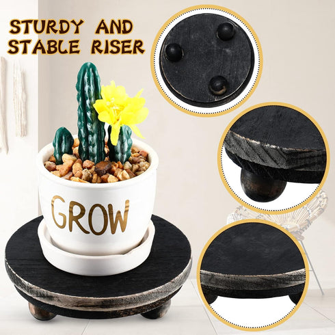 3 5/4/3 Inch Amyhill Pcs Wooden Risers for Display Wood Pedestal Stand Mini Tray Stand Round Wooden Pedestal Holder