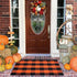 Hand-Woven Cotton Orange and Black Plaid Rug, 27.5 x 43 Inches, Washable Front Door Mat for Porch and Entryway