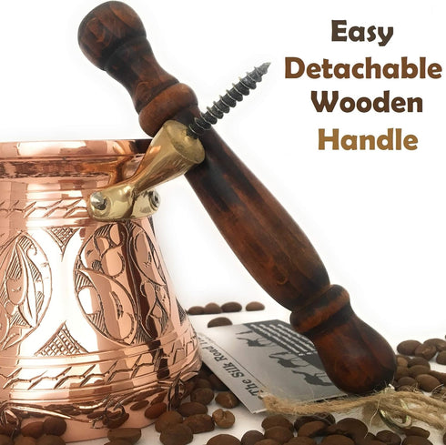 Replacement Wooden Handle for Copper Coffee Pot, Teapots, and Multi-Purpose Mini Wooden Spoon, 3 Handles