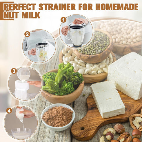 3 (48 Pack) Boao Nut Milk Bags - Reusable Food Strainer Bags with Fine Mesh Nylon Drawstring, Sizes