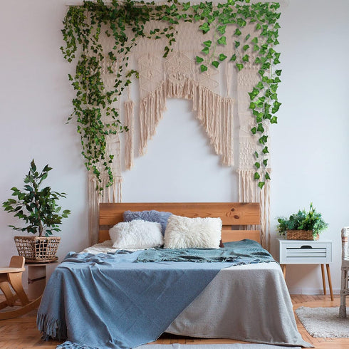 CQURE 12 Pack 84Ft Artificial Ivy Garland, Fake Vines UV Resistant Greenery Leaves for Home Bedroom Party Decor