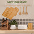 4-Piece Set Bamboo Cutting Boards for Kitchen, Wood Cutting Board with Juice Grooves & Built-in Handles, Easy Storage