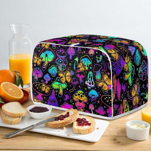 Gomyblomy Mushroom Butterfly Toaster Cover, Polyester Fabric Dustproof Cover for Kitchen, Washable Microwave Oven