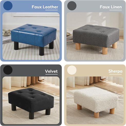 Small Foot Stool Ottoman, Velvet Footstool Ottoman Foot Rest for Couch, Rectangle Footstools and Ottomans Small
