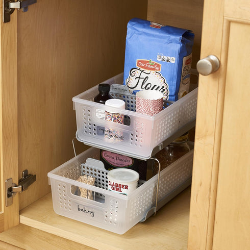 2 madesmart Tier Organizer, Under Cabinet Storage with Pull Out Sliding Drawers, for Cleaning Supplies, Pantry
