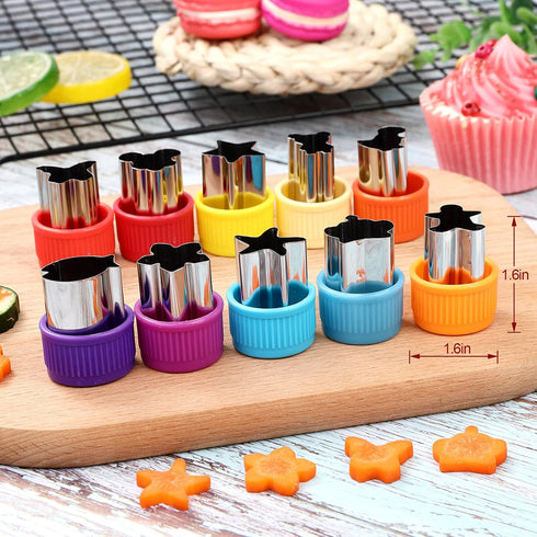 Vegetable Cutter Shape Set - Mini Cookie Cutters for Decorating Food, Children's Baking Accessories (20PCS+20Fork)