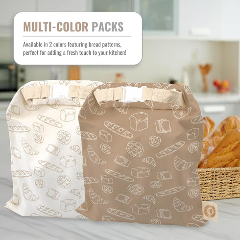 Cozy Set Bread Reusable Bread Bag for Home Bakers | USA Brand | Charming Designs (Bread)