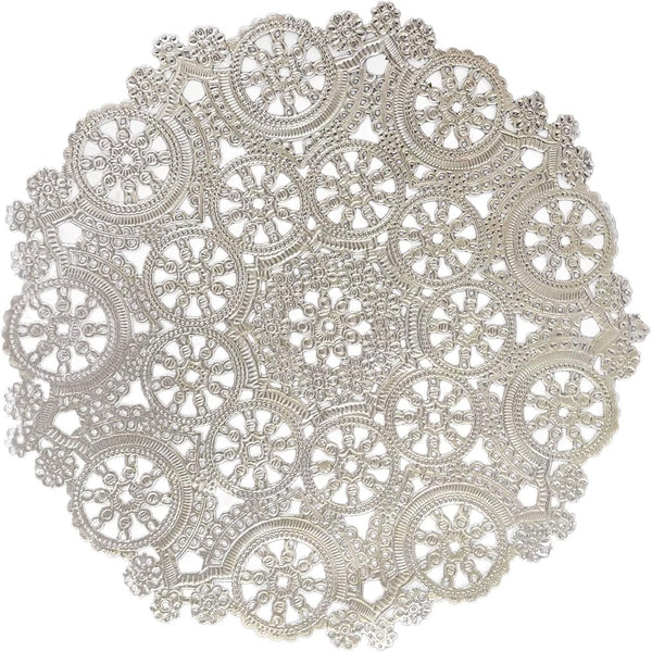 Royal Lace Medallion Lace Round Paper Doilies, 10-Inch, Silver, Pack of 8