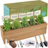 5 Herb Garden Planter Indoor with Wooden Box, Home Kitchen Seed Starter
