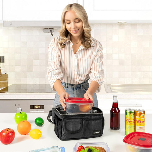 OPUX Lunch Box for Men, Insulated Lunch Bag, Dual Compartment Lunchbox for Work, Leakproof, Dark Gray