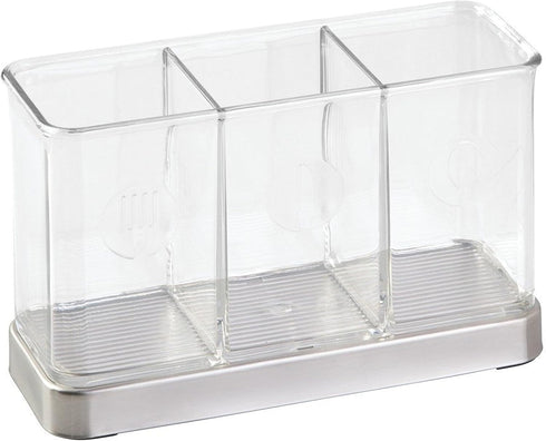 iDesign Forma Utensil Holder for Kitchen Countertop, 3 Compartments for Forks, Knives, Spoons