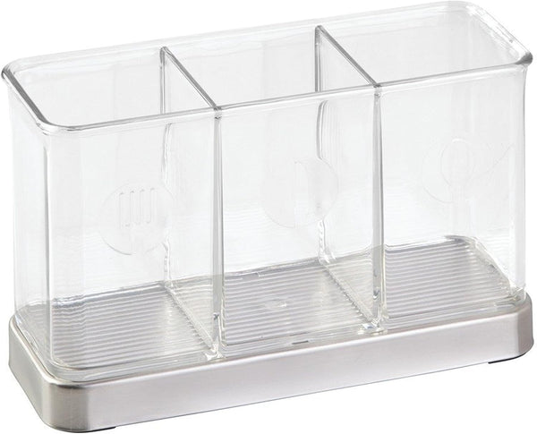 iDesign Forma Utensil Holder for Kitchen Countertop, 3 Compartments for Forks, Knives, Spoons