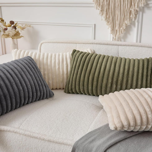 14x24 Inch Set 1 UGASA Lumbar Throw Pillow Cover of Super Soft Faux Fur Decorative Pillow Case Plush Flannel Texture
