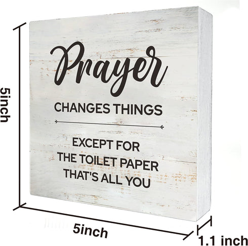 MAVOTEN (5 5 Inch) Bathroom Quote Prayer Changes Things Toilet Paper Wood Box Sign Rusitc Farmhouse Bathroom Restroom