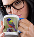 3dRose Painted Bunting Male Bird Perched Mug, 11 oz, Blue