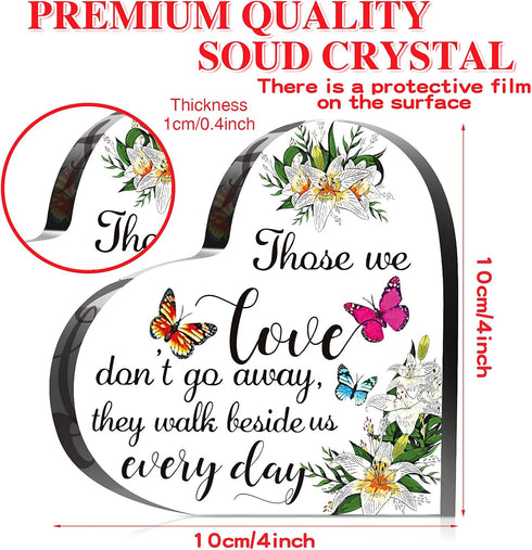 Blulu Crystal Glass Heart Memorial Gift, Sympathy Table Decorations for Loss of Loved One, 4 x 4 Inches Remembrance