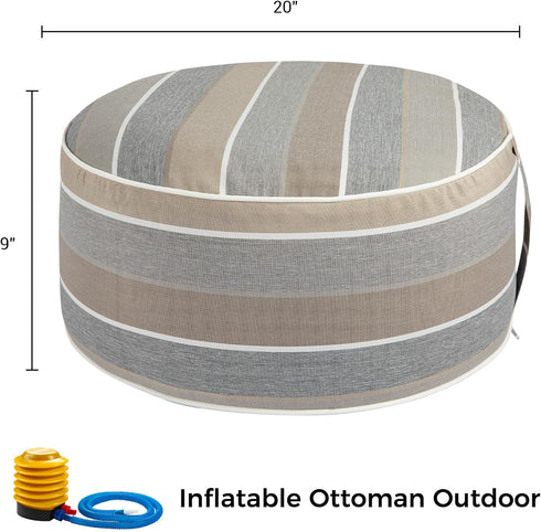 D20xH9,Portable FUNHOME Inflatable Ottoman Stool Round Pouf for Indoor/Outdoor Use,Foot Rest or Seating