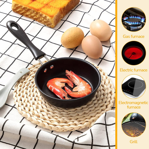 Tessco 2 Pieces Mini Cast Iron Skillet, 4.7 Inch Round Non Stick Fry Pan for Cooking and Baking