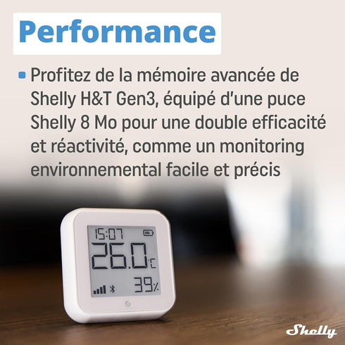 Shelly H&T Gen3 Smart Temperature & Humidity Sensor, Ivory | Wi-Fi & Bluetooth, Remote App Control, LCD Display, Free