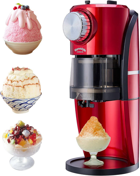 Shaved Ice Machine - Retro Red Snow Cone Maker for Homemade Shaved Ice, Slushie Ice Shaver with Stainless Steel Blade,