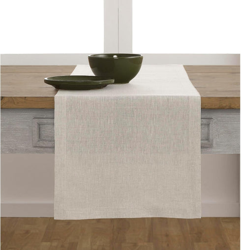 Solino Home 100% Pure Linen Table Runner 14 x 48 Inch Light Natural 48 Inches Ideal for Dresser and Coffee Tables -