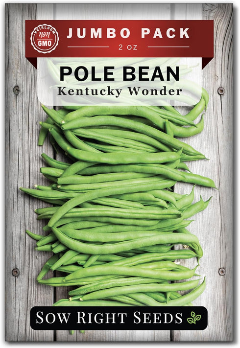 Sow Right Seeds - Bulk Kentucky Wonder Pole Bean Seeds for Planting