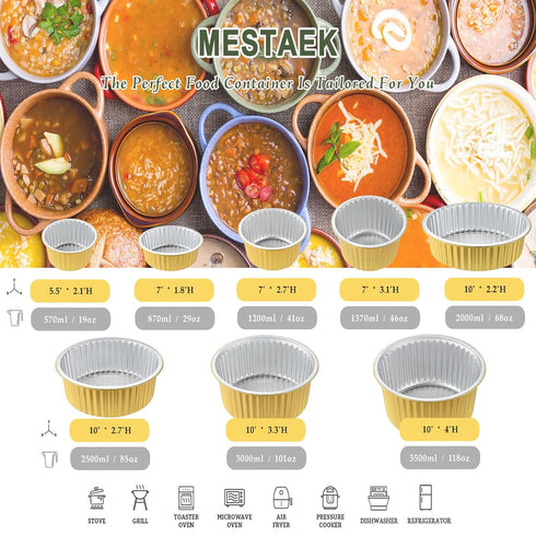 7" Sturdy Aluminum Foil Pans with Lids - 5 Pack Heavy Duty Reusable Tin for Cooking and Baking