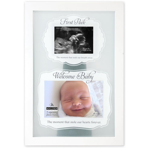 Malden International Designs First Peek Floater Picture Frame, 2 Options, 2-4x6, White