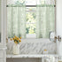 FMFUNCTEX Green White Kitchen Tier Curtains 24 Inch Length, Blossom Print Half Window Drapes for Bathroom
