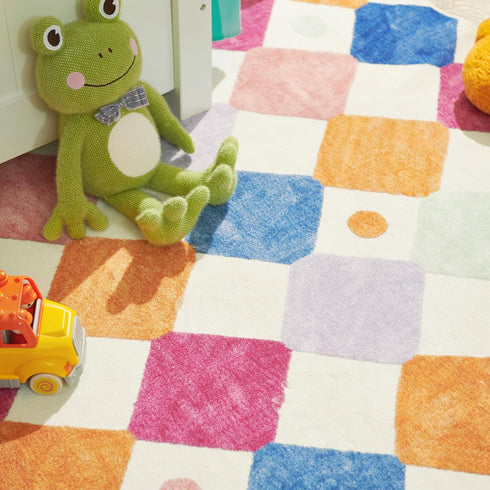 jinchan 2x5 Runner Rug, Colorful Trellis Washable Indoor Rug, Non-Slip Modern Diamond Carpet for Kids & Nursery