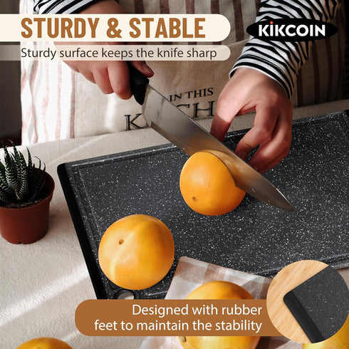 Plastic Cutting Boards for Kitchen, 3-Piece Large Set, Dishwasher Safe Chopping Boards with Non-slip Feet