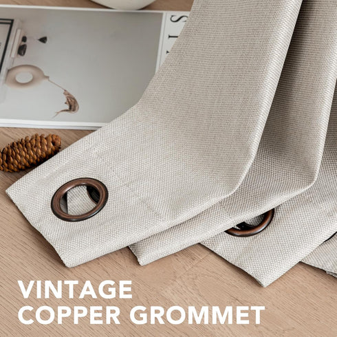 H.VERSAILTEX 96 Inch Long Linen Blackout Curtain for Bedroom/Living Room, Thermal Insulated Grommet Drapes, Heather