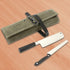 9 Pockets Canvas Chef Knife Roll Bag, Knife Wrap Wallet, Cutlery Knife Pouch Holders for Kitchen Utensils (Army Green)
