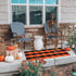 LEEVAN Orange and Black Buffalo Plaid Outdoor Rug 24"x 51", Washable Halloween Door Mat for Entryway