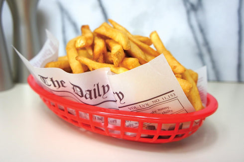 Fox Run Newsprint French Fry Wax Paper Liners, 24-Count