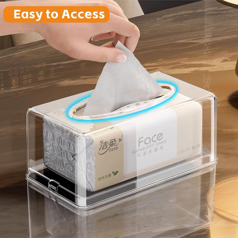 Cq Acrylic Tissue Box Holder - Clear Rectangle Cover for Kleenex Tissue Cube Box, 10.2x5.5 Inch, Home, Office