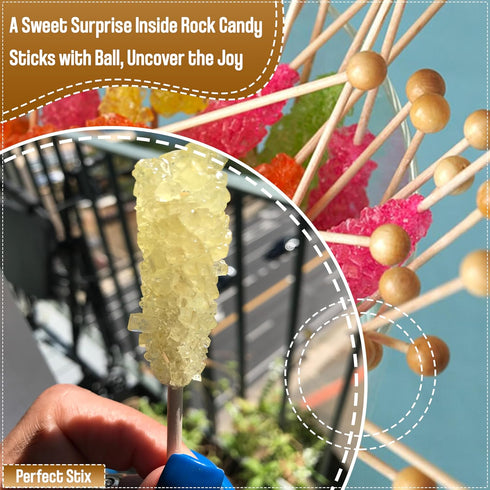 Perfect Stix LB60-200 Rock Candy Sticks with Ball, 0.1" Height, 0.2" Width, 6" Length, Pack of 200