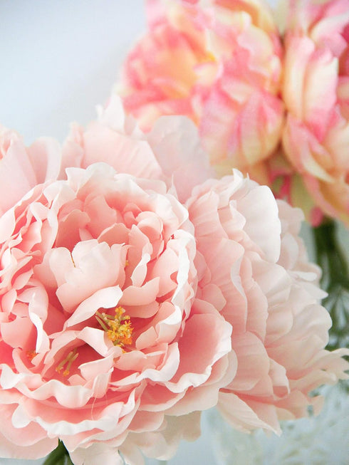 Tinsow Artificial Peony, 5 Pcs Faux Peonies with Stems for Home and Wedding Decoration